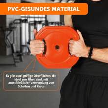 Juego de pesas con barra larga y discos, juego para desarrollo muscular con 8 discos de colores, 1 barra de acero, 2 seguros de seguridad