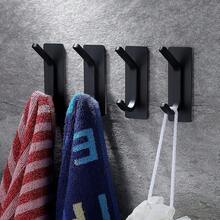 Timotech Ganchos Adhesivos para Pared, Ganchos de Baño, Gancho para Toallas, Ganchos Adhesivos de Pared para Toallas, Abrigo,, Toallas para Baño, Cocina, 4 unidades de Acero Inoxidable. (Negro) - Negro - Ver 4