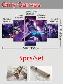 1/5pcs Anime Wall Art With Frame- Anime Solo Leveling Posters Canvas Posters Decorative Room Aesthetic Bedroom Decor Wall Art Office Home Decor Festival Best Gift For Family Friends