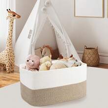 Inwagui Laundry Basket Large Woven Blanket Basket, Clothes Laundry Hamper 19" X 13.4" X 11" Storage Baskets For Organizing, Rectangle Rope Toy Basket For Living Room, Bedroom, Valentine's Day Basket - Multicolor - View 4