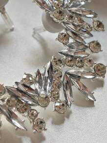 1 Par de Brincos de Argola com Cristal Geométrico na Cor Prata, Joias de Festa na Moda para Mulheres