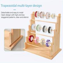1 pezzo Organizer verticale da tavolo in legno per fili, portabobine per cucito, confezione regalo, nastri e filati, forniture per hobby, accessori per capelli, con portabobine, portanastri, organizer per nastri di carta, espositore per forniture da cucito, portaoggetti multifunzione per gioielli, organizer per accessori per capelli, adatto per stanza hobbistica fai-da-te, panificio, fiorista e uso domestico quotidiano - Multicolore - Visualizzare 5