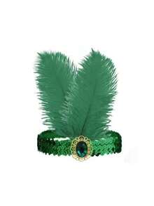 1/4件套 1920年代盖茨比风格黑色仿羽毛发箍，饰有金色点缀 - 优雅的涤纶发饰，适用于化装舞会、咆哮的二十年代主题活动和复古时尚、万圣节、派对服装 - 彩色 - 查看 22