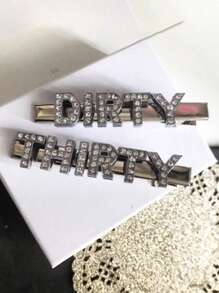 1pc Customized Zirconia Sparkling Hair Clip, Customized Name, Text, Wording, Celebrity/Idol Name, Cute Shiny Hair Accessory, Side Bangs Clip, Back To School Gift, Christmas Gift, Graduation Party, Wedding Bride Hair Clip - Silver - View 5