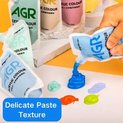 100毫升/3.38盎司丙烯颜料，不褪色，工艺颜料，色彩浓郁，防水，优质丙烯颜料，是学生、艺术家和业余画家在画布、岩石、木材、陶瓷和织物上作画的理想选择。