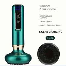 多功能按摩工具，智能便携设计，适用于家庭保健，1200mAh锂电池6级电动真空按摩器，身体按摩器充电按摩器智能负压装置，手持式脂肪块按摩器，可充电无线多功能按摩器。适用于在家按摩腹部、大腿、臀部和颈部 - 綠色 - 查看 8