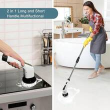 CDRDQ Electric Spin Scrubber, Shower Cleaner Brush Waterproof 2H Fast Charge, Bathroom Cleaning Brush 2 Adjustable Speeds, With 11 Replaceable Brush Heads, For Bathroom Floor Kitchen Window - White - View 4