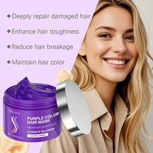 100ml Purple Shampoo And 100g Hair Mask Set For Blonde And Gray, Remove Yellow And Lock Color, Infused With Cocos Nucifera Oil, Repairs, Hydrates,Yellowing Cleansing Nourishing Shampoo - Purple - View 8