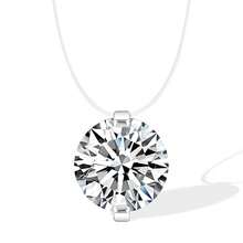 1 件精美璀璨的 1/2/3 克拉莫桑石美人鱼泪项链，S925 纯银简约圆形隐形链项链，适合日常佩戴和派对 - 無色 - 查看 2