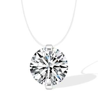 1 件精美璀璨的 1/2/3 克拉莫桑石美人鱼泪项链，S925 纯银简约圆形隐形链项链，适合日常佩戴和派对