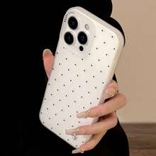 GUCADI 1 件白色复古波尔卡圆点新年设计柔软全覆盖手机壳适用于 16/15/14/13/12/11/X 系列防水防震防摔防刮 - 白色 - 查看 4