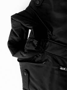 Manteau parka à capuche épais doublé thermique pour femmes grande taille, veste d'hiver pour l'extérieur - Noir - Voir 8