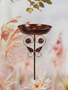 1PC Metal Bird Bath Stand And Feeder, With Column, Leaf, Sunflower Design, For Outdoor Garden, Courtyard And Lawn Decoration, With Five Strong Gripping Diameter - Outdoor Garden Water Feature Outdoor Decoration Garden Decoration Home Decor, Family Metal Wall Art Decor, Gift Preferred. - Multicolor - View 8
