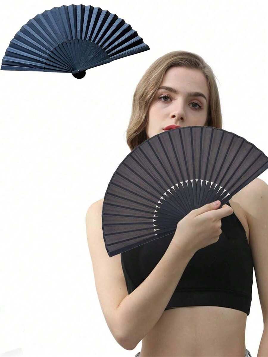 Shiny Ladies Hand Fan, Large Party Style Folding Fan, Birthday Theme Performance And Holiday Dance Gift, Set - Multicolor - View 1