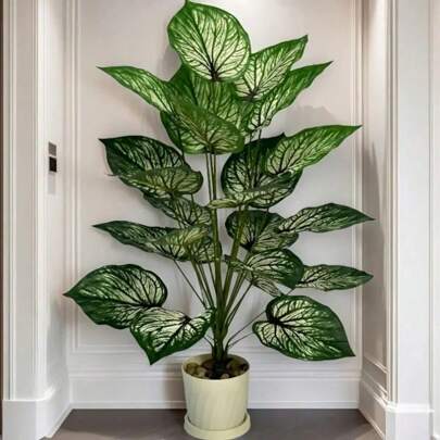 1/3 de Planta Artificial Guanyin Grande de 67 a 89 cm - Planta Verde Artificial Multifuncional para Decoração de Casa e Escritório, Sem Vaso, Material Plástico, Presente de Aniversário ou Formatura, Hastes Longas e Folhas Grandes para Decoração Luxuosa de Ambientes Internos e Externos - Perfeita para Casamentos, Hotéis, Jardins, Pátios, Fotografia, Halloween e Natal