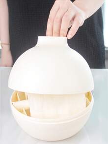 多功能创意纸巾架盒，适用于客厅、浴室、卧室、餐厅，圆形纸巾架 - 白色 - 查看 5