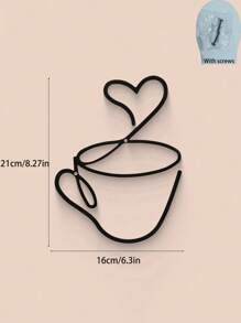 3pcs Set Modern Black Metal Coffee Cup Wall Hanging Art, Cafe Home Decor, Crafts Wall Decor, Suitable For Living Room, Dining Room, Kitchen Background, Indoor Use (With Installation Screws)