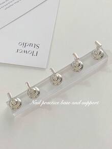 Soporte para práctica de arte de uñas con punta larga de acrílico y cristales, decoración de uñas vintage de flores de resina y cristal, uso en casa y salón, adecuado para madres, hermanas, esposas, amantes, bodas