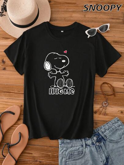 Hug Me Women's Summer Casual Short Sleeve  Cute Cartoon Print Knit Sweater