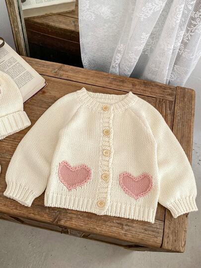 New Autumn/Winter Baby Sweater, Girls Heart Pattern Cardigan, Fashionable Knitted Jacket