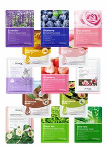 100 piezas de mascarilla coreana, hidratante e hidratante, calmante y reparador con ingredientes de frutas. Varios estilos. Envío aleatorio - Entrega aleatoria - Ver 1