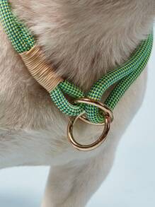 PETSIN 1 件手工编织宠物项圈，带金属扣，可调节颈部尺寸，适合小型/中型/大型犬，户外跑步训练牵引绳
