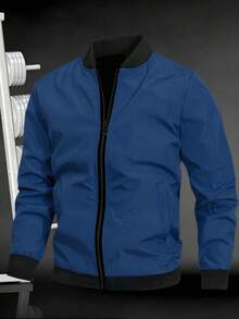 Chaqueta de béisbol casual con cuello alto para deportes al aire libre, cortavientos con cremallera, adecuada para el Día del Padre