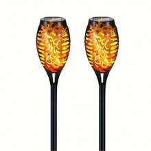 1/4/8/16 件太阳能路径灯，太阳能暖白景观灯，火焰效果逼真，IP65 防水太阳能电池板白天充电，适用于家庭节日装饰、庭院、花园、户外露营 - 暖光 - 查看 16