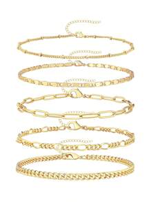 Gold Bracelets For Women, Stackable Bracelet Stack Set Adjustable Charm Paperclip Chain Cuban Link Layered Waterproof Jewelry Sets Gifts For Women