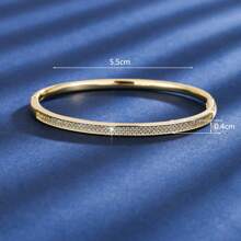 1 件奢华方晶锆石手链，适合女士派对、婚礼、礼物 - 金色 - 查看 2