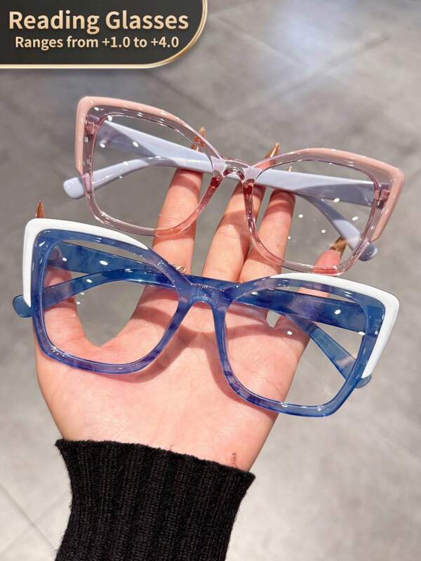 LiMiaoMiao 1pc Women's Cat Eye Vintage Reading Glasses, Clear Transparent Computer Presbyopic Glasses, Magnification +1.0 To +4.0