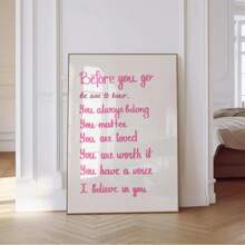 1pc Preppy Y2K Dorm Affirmation Poster, Decor Dorm Room Sign Graduation Gift, Positive Quote Wall Art For College Room Decor, Pink Canvas Print, Motivational Wall Decor For Bedroom, Classroom, Dorm Essentials, Dorm Essentials College Room