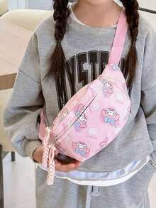 Sanrio 1 pieza Bolso de hombro de Sanrio, bolso cruzado de dibujos animados lindo y fresco, bolso casual de gran capacidad con diseño de macaron