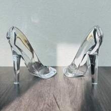 2 件 3D 亚克力高跟鞋装饰 - 透明和粉色迷你鞋柜，适合女士/女孩的可爱桌面装饰，生日/婚礼、新娘送礼会、女士家居装饰的精美礼物，收纳整理器，旅行必需品，返校宿舍收纳秋季装饰