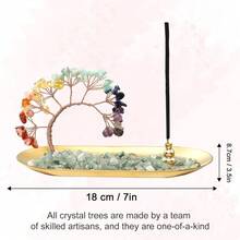 Ceramic Backflow Incense Burner With 7 Chakras & Crystal Tree - Yoga Meditation Decor - 7 Chakra - View 6
