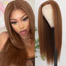 Peluca con cabello liso y largo de 32 pulgadas de color morado oscuro con encaje frontal. Peluca sintética de larga duración, resistente al calor, con frente de encaje sin pegamento, para uso diario, fiestas navideñas o cosplay de mujeres.