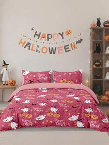 2/3 piezas Juego de Ropa de Cama, Ropa de Cama, Juego de Ropa de Cama Acogedor y Antipilling, Juego de Edredón Suave y Transpirable, Juego de Edredón Estilo Dibujos Animados, Calabaza, Rosa, Apto para Camas Individuales, Dobles, King y Queen, Adecuado para Todas las Estaciones, Decoración de Dormitorio Elegante y Encantadora, Lavable a Máquina, Regalo para el Día de la Madre, Vuelta al Colegio, Navidad, Halloween, Decoración de Otoño, Decoración de Habitación, Vuelta al Colegio, Útiles Escolares