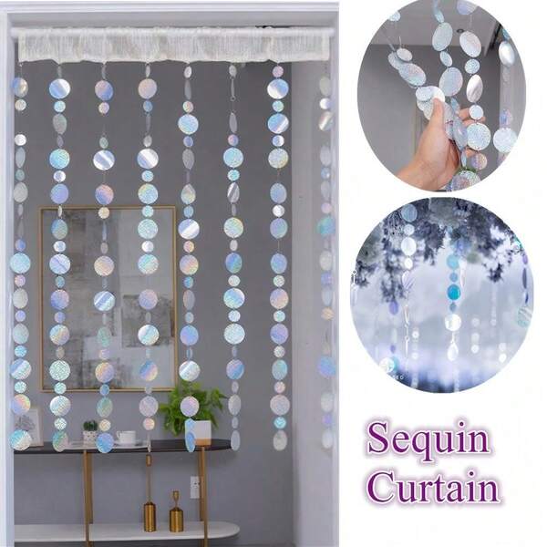 1 PIEZA Cortina de puerta con lentejuelas multicolor, fácil de colgar, con detalles delicados de lentejuelas, perfecta para la decoración de la sala de estar, dormitorio, sala de juegos y suministros para fiestas, lentejuelas brillantes, cortinas