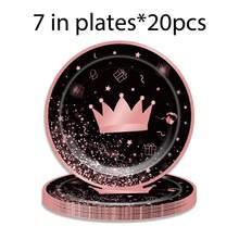 Bộ đồ ăn dùng một lần 80 món cho tiệc sinh nhật, đĩa giấy, cốc và khăn ăn dùng một lần theo chủ đề sinh nhật vui vẻ - màu đen - Xem 16