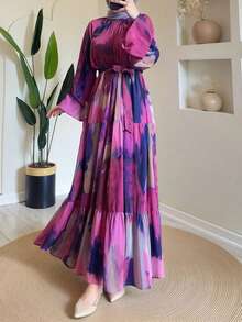 Arab-Style Casual Simple Elegant Everyday Dress, Modest - Multicolor - View 1