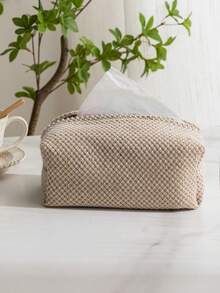 1pc/2pcs/5pcs Plain Linen-Like Fabric Tissue Box, Minimalist Modern Home Living Room Office Bar Countertop Cute Bread Shape Tissue Paper Holder, Upright Tissue Storage Bag, Available In Different Sizes - Brown - View 10