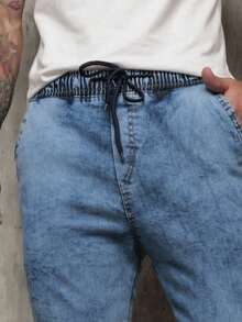 Men's Twill Jogger Pants With Elastic Waistband - Rửa trung bình - Xem 4