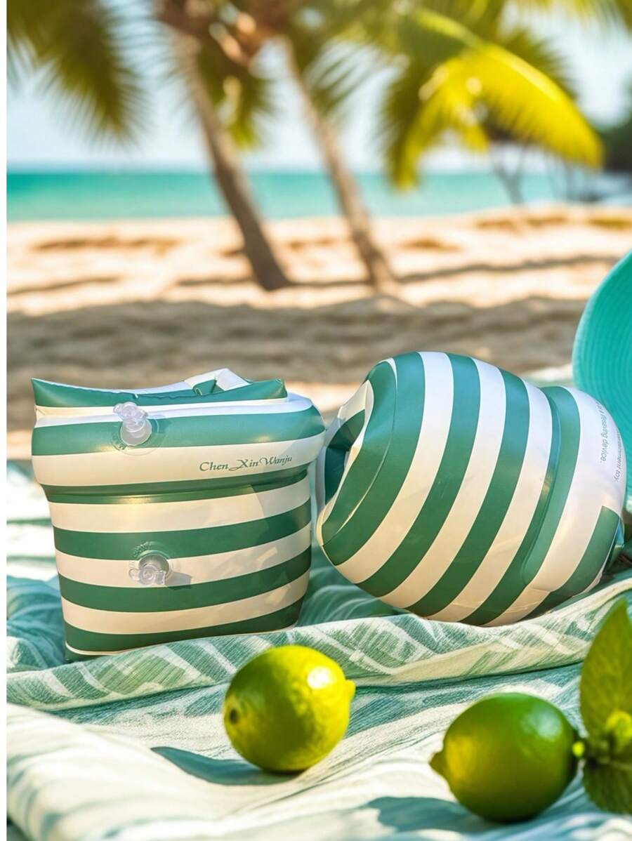 2 pièces Brassards gonflables, Brassards rayés en PVC pour manches flottantes pour piscine, sports nautiques pour adultes et enfants, entraînement à la natation, fête de plage d'été