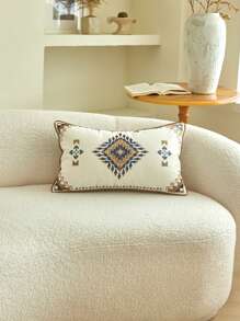 1 buc. Față de pernă decorativă cu broderie geometrică marocană boemă, pentru sufragerie, dormitor, petrecere, toate anotimpurile