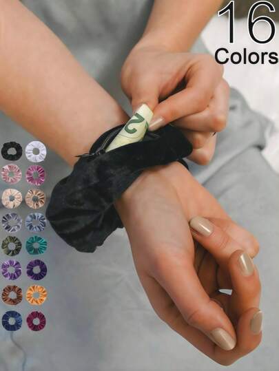 1-20 st. sammetshårsnören med dolda fickor, multifunktionella håraccessoarväskor, bärbar pengahållare och organisatör, skolmaterial, förvaringsväskor, annan förvaring, multifunktionella förvaringsväskor, resetillbehör och tillbehör, nyckelhållare, hårsnören med dragkedja, icke-vattentäta resematerial, skolmaterial, skolmaterial