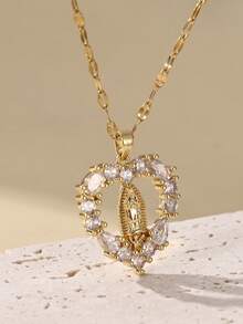 1 Stück klassische Edelstahl Jungfrau Maria Anhänger Halskette für Frauen, Modeschmuck, Jahrestag, Geburtstag, Muttertags Geschenk