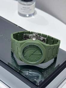 TOMI Classic Business Men's Watch Set, Plastic Strap, Matte Oil Quartz Watch, Fashion Men's Watch Set, Suitable For Daily Life, Holiday Gifts, Father's Day Gifts - Green - View 7