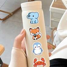 100Pcs Kawaii Stickers Cartoon Animal Stickers Cute Watercolor Animal Stickers Zoo Stickers Aesthetic Stickers Stationery Stickers Vinyl Waterproof Stickers For Water Bottle,Computer,Laptop,Phone,Luggage,Notebook,Fridge - J - View 4