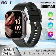 EIGIIS 男女智能手表，TWS 无线耳机，2.02 英寸全触摸屏，分辨率 320 * 385，300mAh 大电池，支持无线通话、信息提醒，兼容 iOS 和 Android 的智能手表，生日礼物