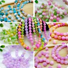 8mm Pink Green Jade Beads, Gemstone Round Loose Beads, Natural Jade Beads, For Making Necklace Earring, DIY Jewelry Accessories